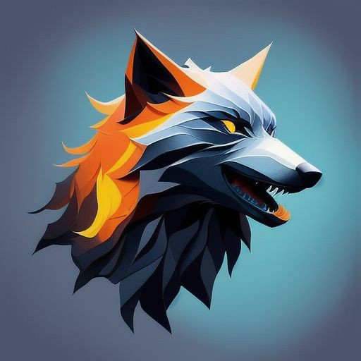a (learned_embeds-step-2000:1.0), logo wolf face, blue fire from eyes